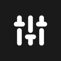 Vertical adjustment dark mode glyph ui icon. Sound control. Music level. User interface design. White silhouette symbol on black space. Solid pictogram for web, mobile. Vector isolated illustration
