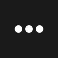 Three horizontal dots menu dark mode glyph ui icon. Meatballs menu. User interface design. White silhouette symbol on black space. Solid pictogram for web, mobile. Vector isolated illustration