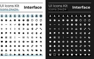 Minimalistic and simple looking glyph ui icons set for dark, light mode. Silhouette symbols for night, day themes. Solid pictograms. Vector isolated illustrations