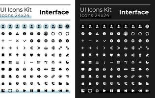 minimalista y sencillo mirando glifo ui íconos conjunto para oscuro, ligero modo. silueta símbolos para noche, día temas sólido pictogramas. vector aislado ilustraciones