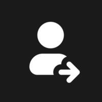 Transfer contact dark mode glyph ui icon. Restoring from backup. User interface design. White silhouette symbol on black space. Solid pictogram for web, mobile. Vector isolated illustration