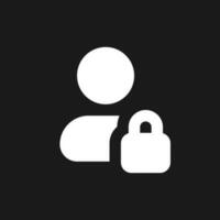 Hidden private contact dark mode glyph ui icon. User profile under privacy. User interface design. White silhouette symbol on black space. Solid pictogram for web, mobile. Vector isolated illustration