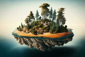 small island with trees on top of it AI Generated photo