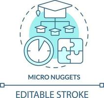 Micro nuggets turquoise concept icon. Microlearning example abstract idea thin line illustration. Bite size chunks. Isolated outline drawing. Editable stroke vector