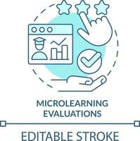 Microlearning evaluations turquoise concept icon. Micro learning module abstract idea thin line illustration. Assessment. Isolated outline drawing. Editable stroke vector