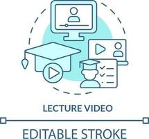 Lecture video turquoise concept icon. Microlearning example abstract idea thin line illustration. Pedagogical tool. Isolated outline drawing. Editable stroke vector