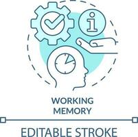 Working memory turquoise concept icon. Microlearning process abstract idea thin line illustration. Limited human memory. Isolated outline drawing. Editable stroke vector