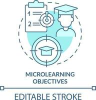 Microlearning objectives turquoise concept icon. Micro learning module abstract idea thin line illustration. Isolated outline drawing. Editable stroke vector