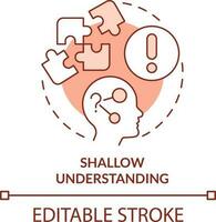 Shallow understanding terracotta concept icon. Microlearning disadvantage abstract idea thin line illustration. Isolated outline drawing. Editable stroke vector