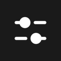 Horizontal adjust dark mode glyph ui icon. Equalizer. Sound option. User interface design. White silhouette symbol on black space. Solid pictogram for web, mobile. Vector isolated illustration