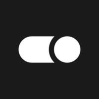Toggle button dark mode glyph ui icon. Preferences. Switching mechanism. User interface design. White silhouette symbol on black space. Solid pictogram for web, mobile. Vector isolated illustration