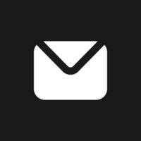 Unread message dark mode glyph ui icon. Text messaging. Communication app. User interface design. White silhouette symbol on black space. Solid pictogram for web, mobile. Vector isolated illustration