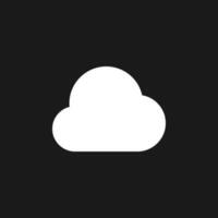 Cloud computing dark mode glyph ui icon. Data storage. Wireless file share. User interface design. White silhouette symbol on black space. Solid pictogram for web, mobile. Vector isolated illustration