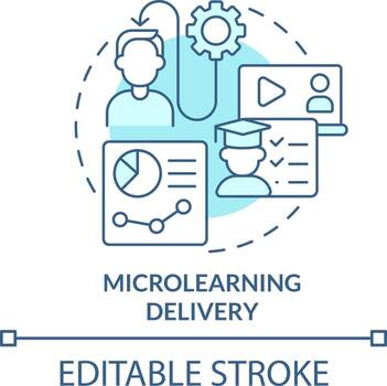 Microlearning delivery turquoise concept icon. Micro learning module abstract idea thin line illustration. Platforms. Isolated outline drawing. Editable stroke vector