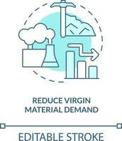 Reduce virgin material demand turquoise concept icon. Carbon removal strategy abstract idea thin line illustration. Isolated outline drawing. Editable stroke vector