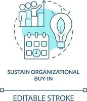 Sustain organizational buy in turquoise concept icon. Transforming to net zero abstract idea thin line illustration. Isolated outline drawing. Editable stroke vector