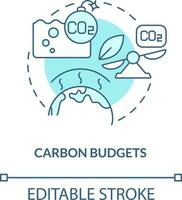 Carbon budgets turquoise concept icon. CO2 equivalent measure. Global net zero goal abstract idea thin line illustration. Isolated outline drawing. Editable stroke vector