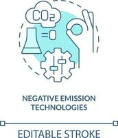 Negative emission technologies turquoise concept icon. Global net zero goal abstract idea thin line illustration. Isolated outline drawing. Editable stroke vector