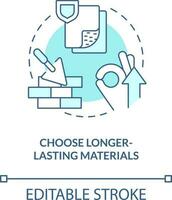 Choose longer lasting materials turquoise concept icon. Carbon reduction strategy abstract idea thin line illustration. Isolated outline drawing. Editable stroke vector