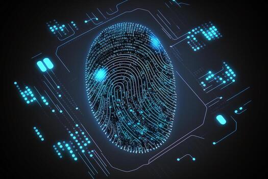 Fingerprint scan provides access of security and identification of business, Banking and finance, Cloud computing AI Generated photo
