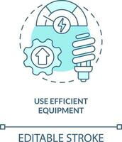 Use efficient equipment turquoise concept icon. Consumption. Net zero design approach abstract idea thin line illustration. Isolated outline drawing. Editable stroke vector