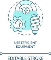 Use efficient equipment turquoise concept icon. Consumption. Net zero design approach abstract idea thin line illustration. Isolated outline drawing. Editable stroke vector