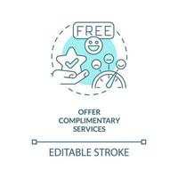 Offer complimentary services turquoise concept icon. Increase guest satisfaction abstract idea thin line illustration. Isolated outline drawing. Editable stroke vector
