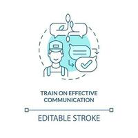 Train on effective communication turquoise concept icon. Restaurant customer service abstract idea thin line illustration. Isolated outline drawing. Editable stroke vector