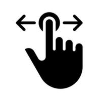 Scrolling horizontally black glyph icon. Move left and right. Touchscreen control gesture. Device screen navigation. Silhouette symbol on white space. Solid pictogram. Vector isolated illustration