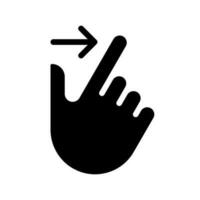 Edge swipe black glyph icon. Touchscreen control. Open additional options. Tablet navigation gesture. Silhouette symbol on white space. Solid pictogram. Vector isolated illustration