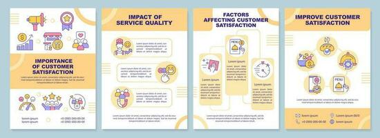 Customer satisfaction in restaurant industry brochure template. Leaflet design with linear icons. Editable 4 vector layouts for presentation, annual reports