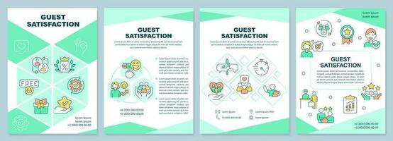 Visitors satisfaction mint brochure template. Hospitality. Leaflet design with linear icons. Editable 4 vector layouts for presentation, annual reports