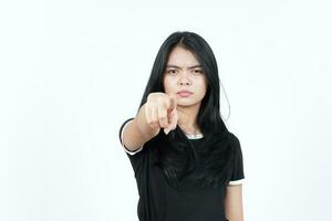 Pointing at you with angry face Of Beautiful Asian Woman Isolated On White Background photo