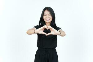 Showing Love Heart Sign Of Beautiful Asian Woman Isolated On White Background photo