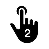 Double touch black glyph icon. Controlling gesture. Touchpad and touchscreen. Smartphone display control. Silhouette symbol on white space. Solid pictogram. Vector isolated illustration