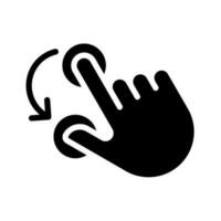 Double finger rotation black glyph icon. Hold and spin with two fingers. Touchscreen control gesture. Silhouette symbol on white space. Solid pictogram. Vector isolated illustration