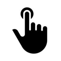 Finger touch black glyph icon. Touchscreen control gesture. Smartphone visual display. Computing device screen. Silhouette symbol on white space. Solid pictogram. Vector isolated illustration