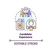 Candidate experience interview concept icon. Job resume. CV review. Recruitment abstract idea thin line illustration. Isolated outline drawing. Editable stroke vector