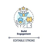 Build employee engagement concept icon. Company marketing communication strategy abstract idea thin line illustration. Isolated outline drawing. Editable stroke vector