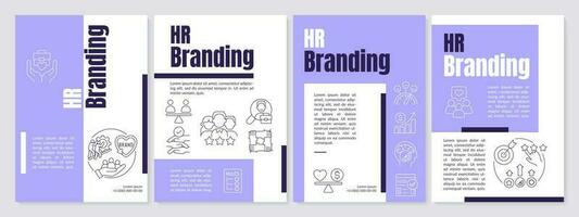 Employee management brand purple brochure template. HR value. Leaflet design with linear icons. Editable 4 vector layouts for presentation, annual reports