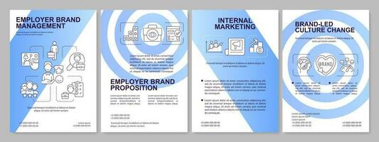 Internal marketing blue gradient brochure template. HR program. Leaflet design with linear icons. 4 vector layouts for presentation, annual reports