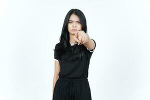 Pointing at you with angry face Of Beautiful Asian Woman Isolated On White Background photo