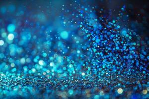 Abstract background of blue glitter lights. De-focused background AI Generated photo