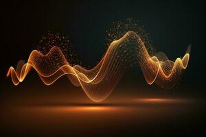 Abstract digital wave. Dynamic wave of glowing particles. Data technology background AI Generated photo