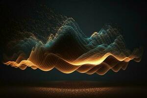 Abstract digital wave. Dynamic wave of glowing particles. Data technology background AI Generated photo