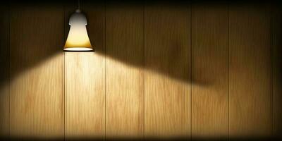 Lit realistic wooden wall, top light shadow AI Generated photo