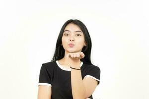 Blowing Kiss Of Beautiful Asian Woman Isolated On White Background photo