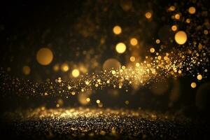 Background of gold and black glitter lights. De-focused abstract background AI Generated photo