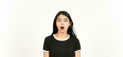 WOW Shocked Face Expression Of Beautiful Asian Woman Isolated On White Background photo