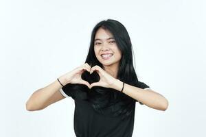 Showing Love Heart Sign Of Beautiful Asian Woman Isolated On White Background photo